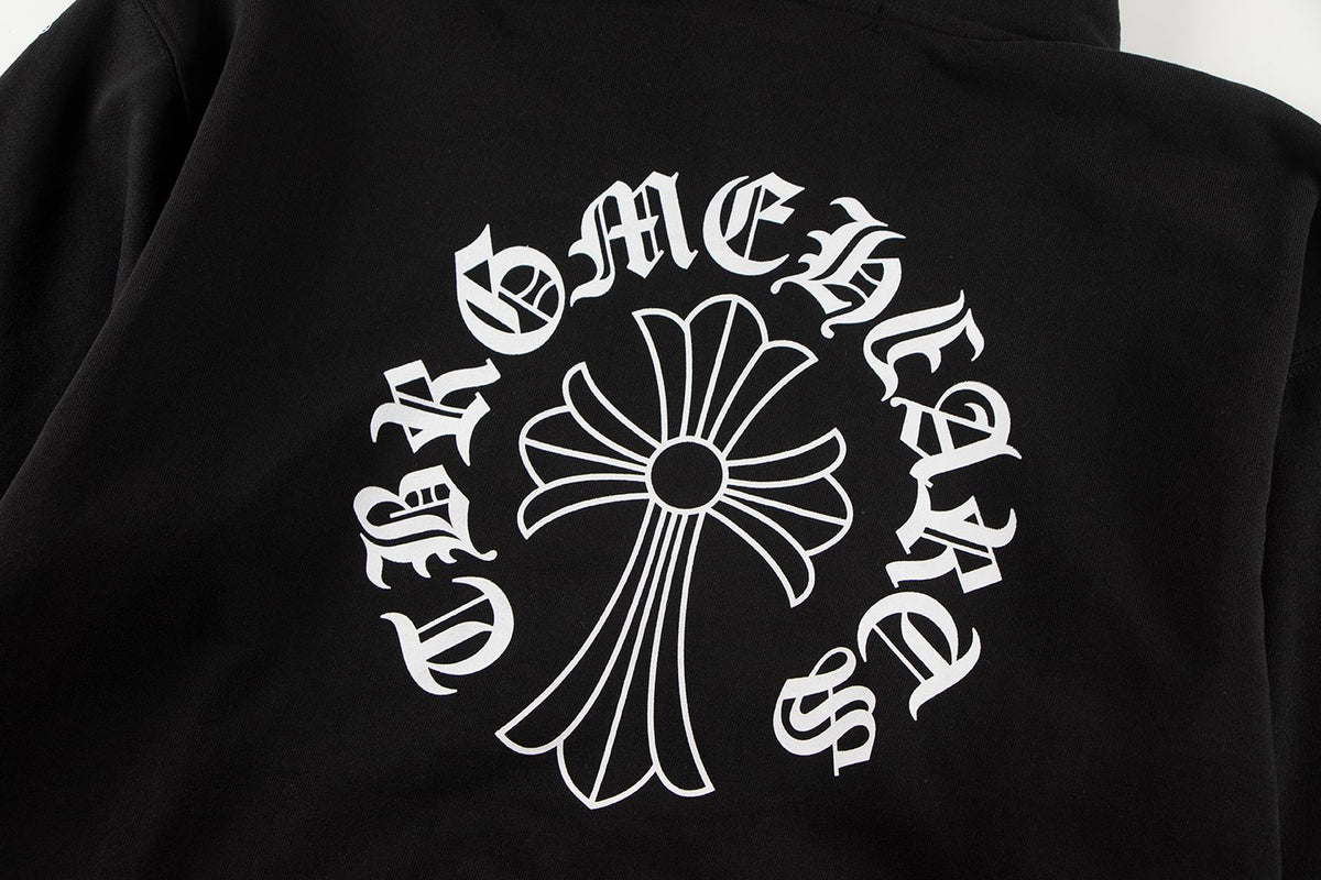 Chrome Hearts Horseshoe Cross Sanskrit Zip Hoodie — detail