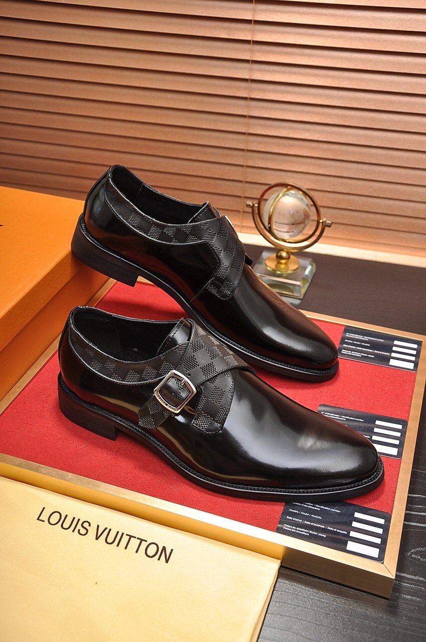Louis Vuitton Black Buckle Strap Dress Shoes — front