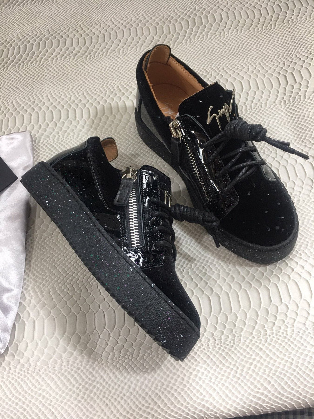 Giuseppe Zanotti Black Speckle Low-Top Sneakers — side
