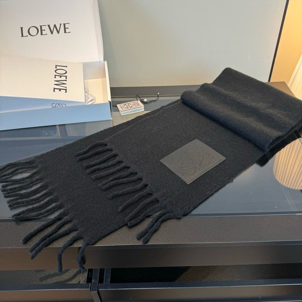 Loewe Black Fringed Scarf — hero