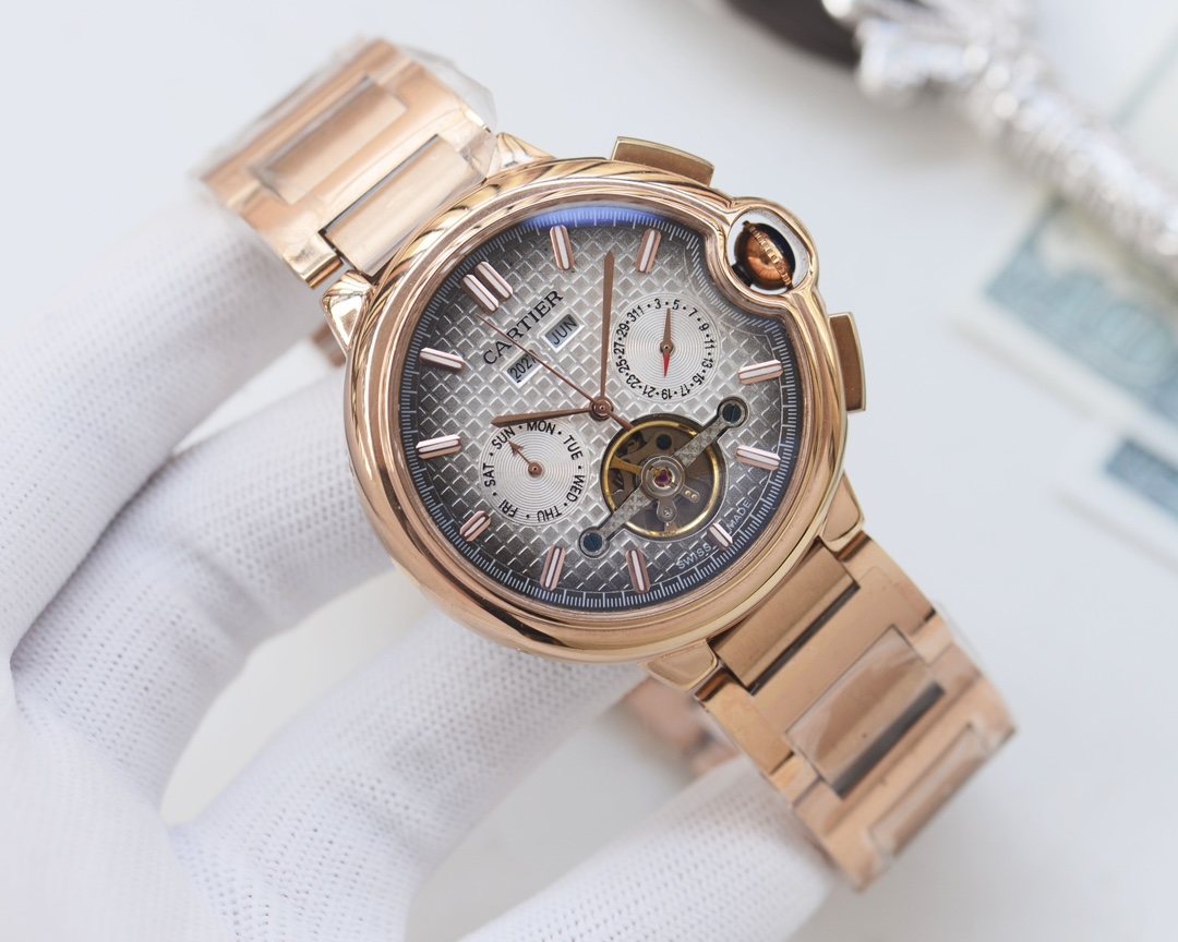 Cartier Rose Gold Brown Dial Bracelet Watch — front