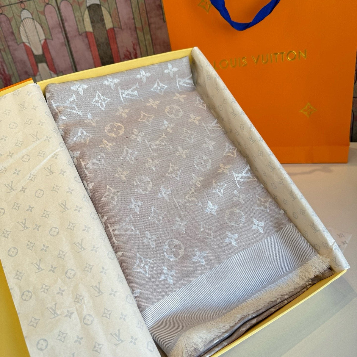 Louis Vuitton Patterned Woven Scarf — front