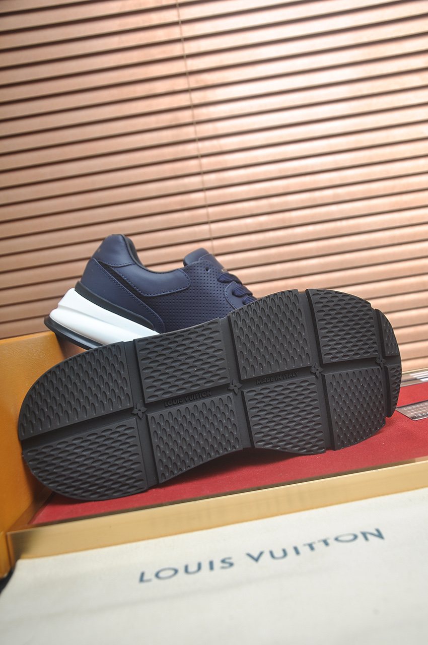 Louis Vuitton Navy Blue Low-Top Sneakers — side