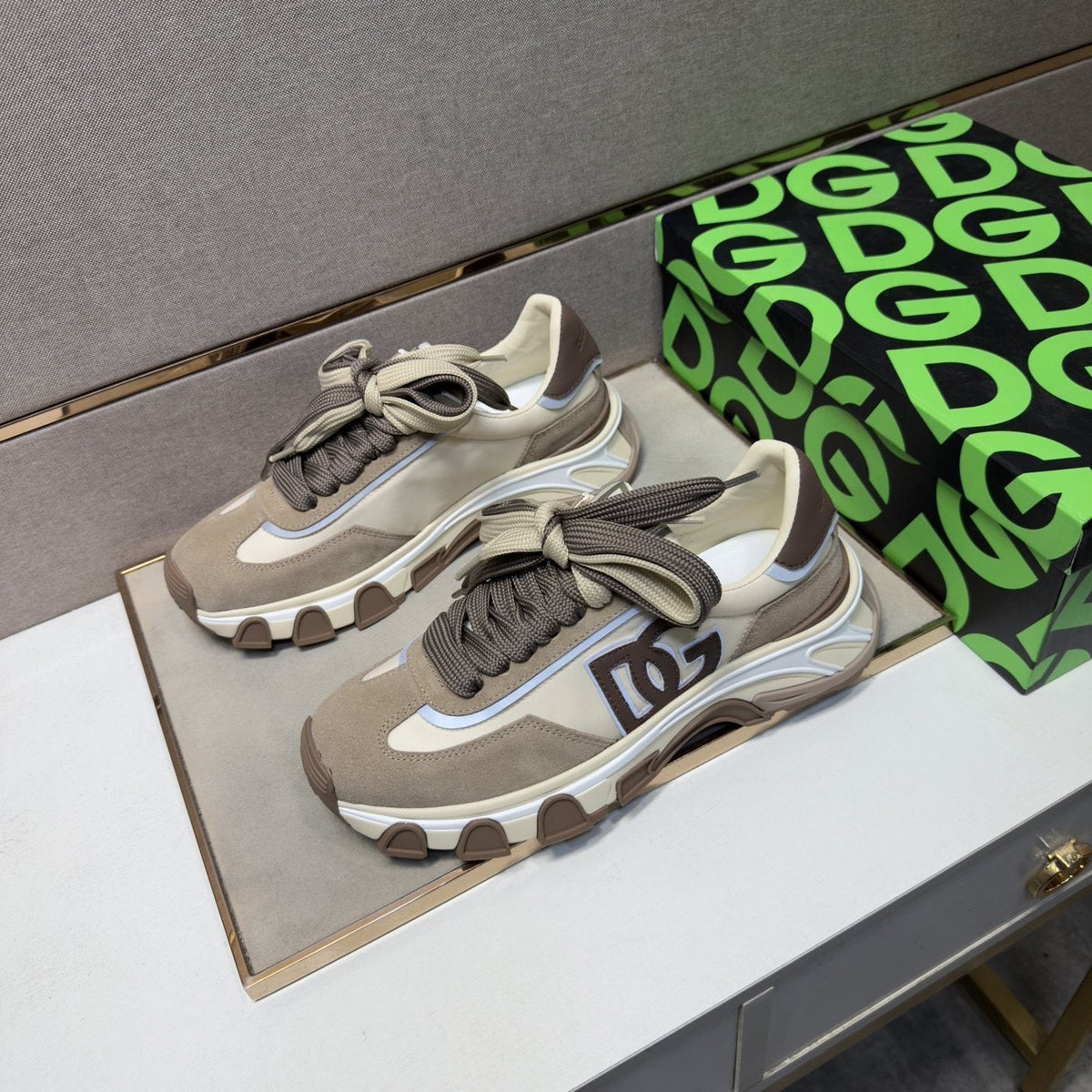 Dolce & Gabbana Taupe Chunky Sole Sneakers — front