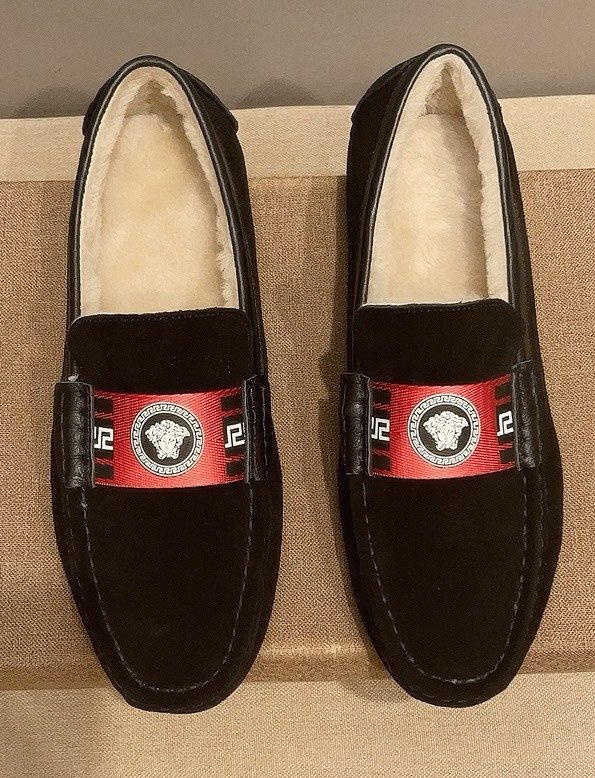 微商相册测试鞋子-Versace Black Red Accent Slip-On Loafers — hero