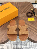 Louis Vuitton Tan Monogram Slide Sandals — hero