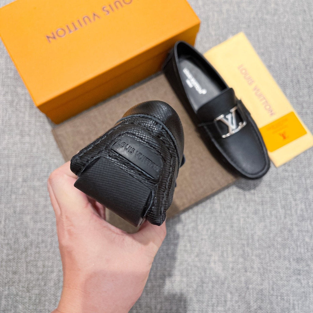 Louis Vuitton Black Metal-Hardware Loafers — detail