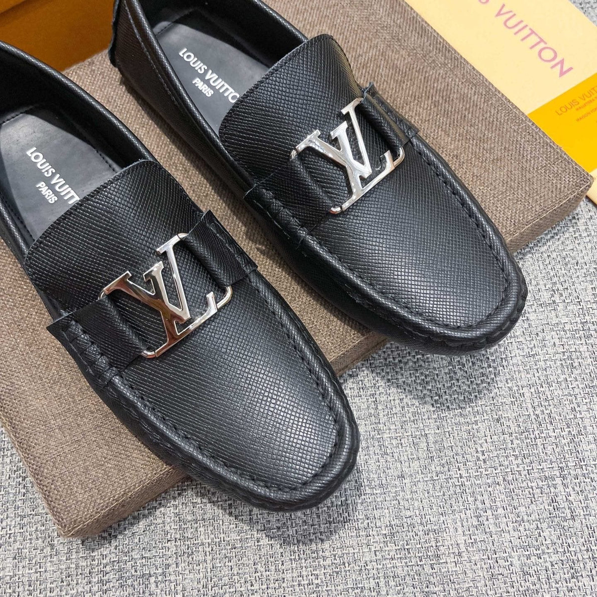 Louis Vuitton Black Metal-Hardware Loafers — front
