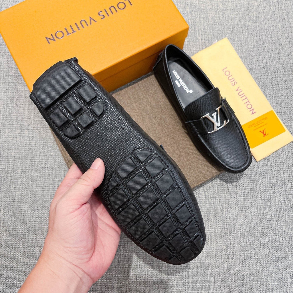 Louis Vuitton Black Metal-Hardware Loafers — detail