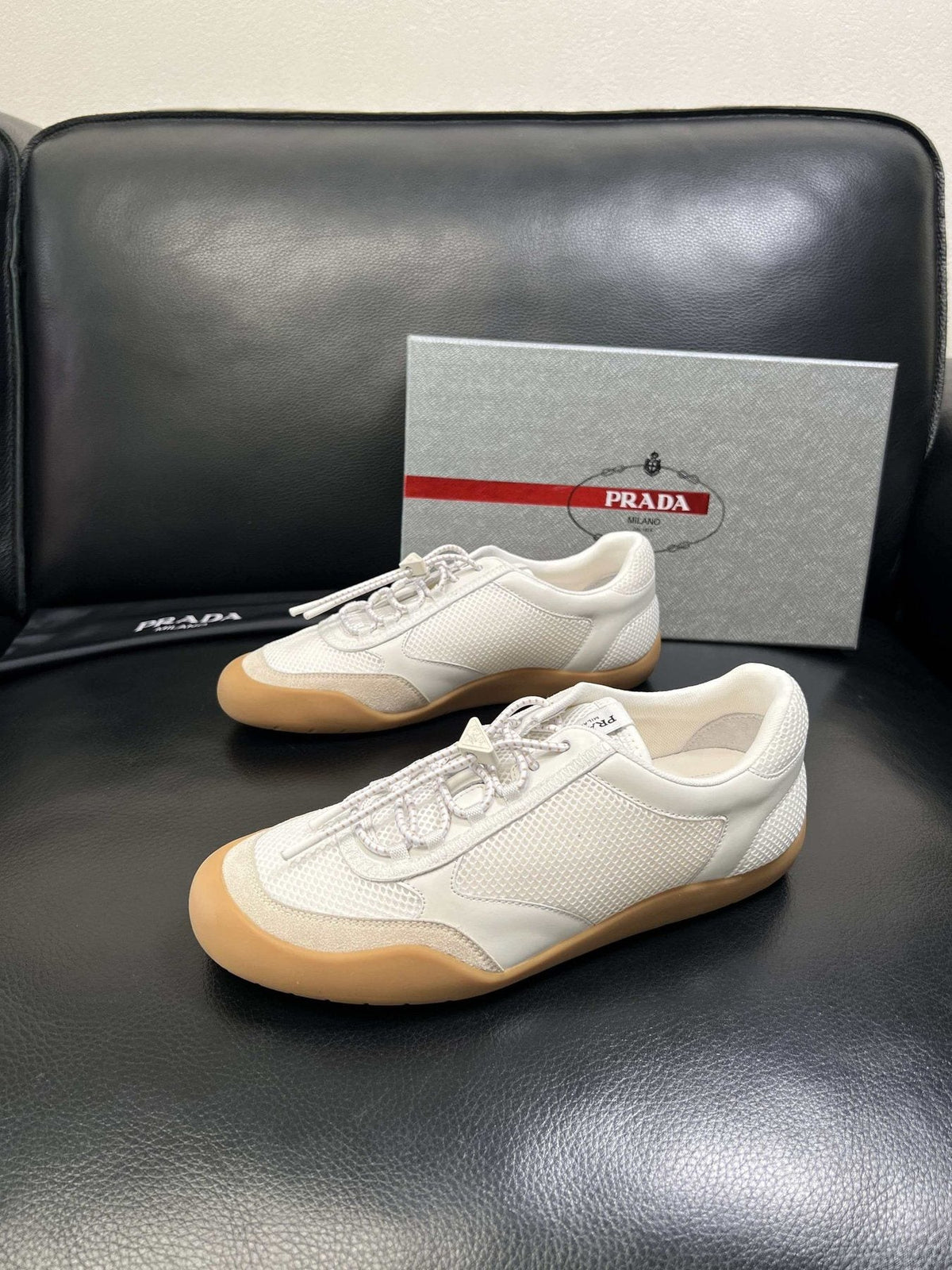 Prada White Gum Sole Sneakers — side