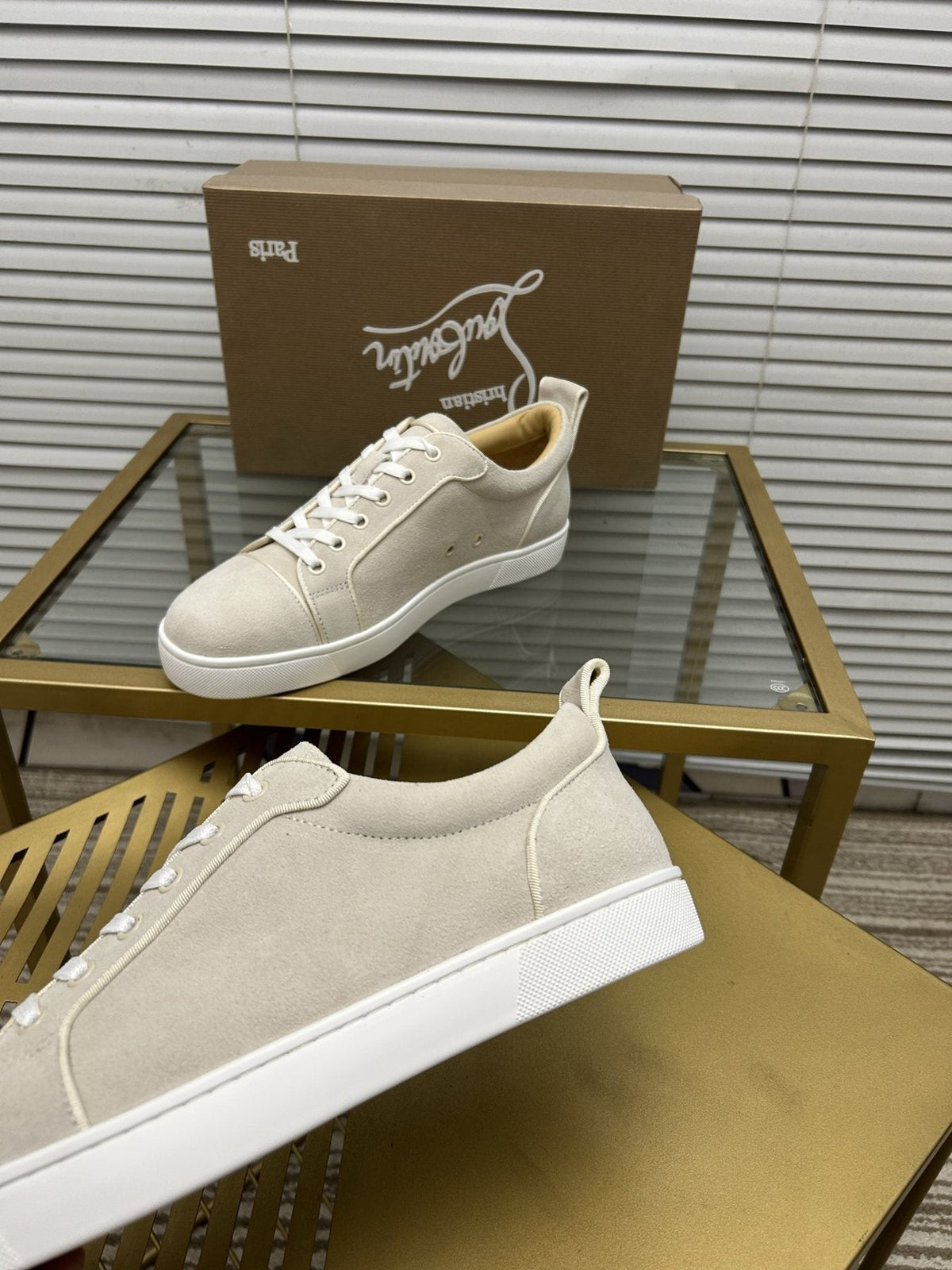 Christian Louboutin Light Beige Low-Top Sneakers — detail