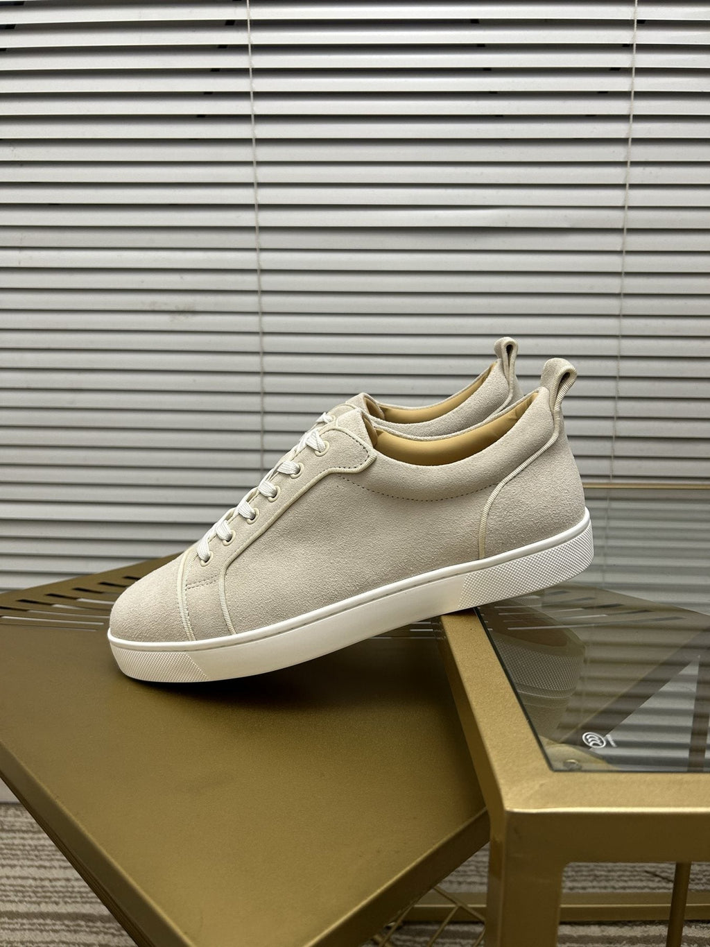 Christian Louboutin Light Beige Low-Top Sneakers — side