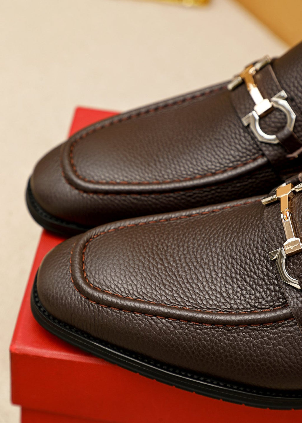 Louis Vuitton Brown Buckle Loafers — detail