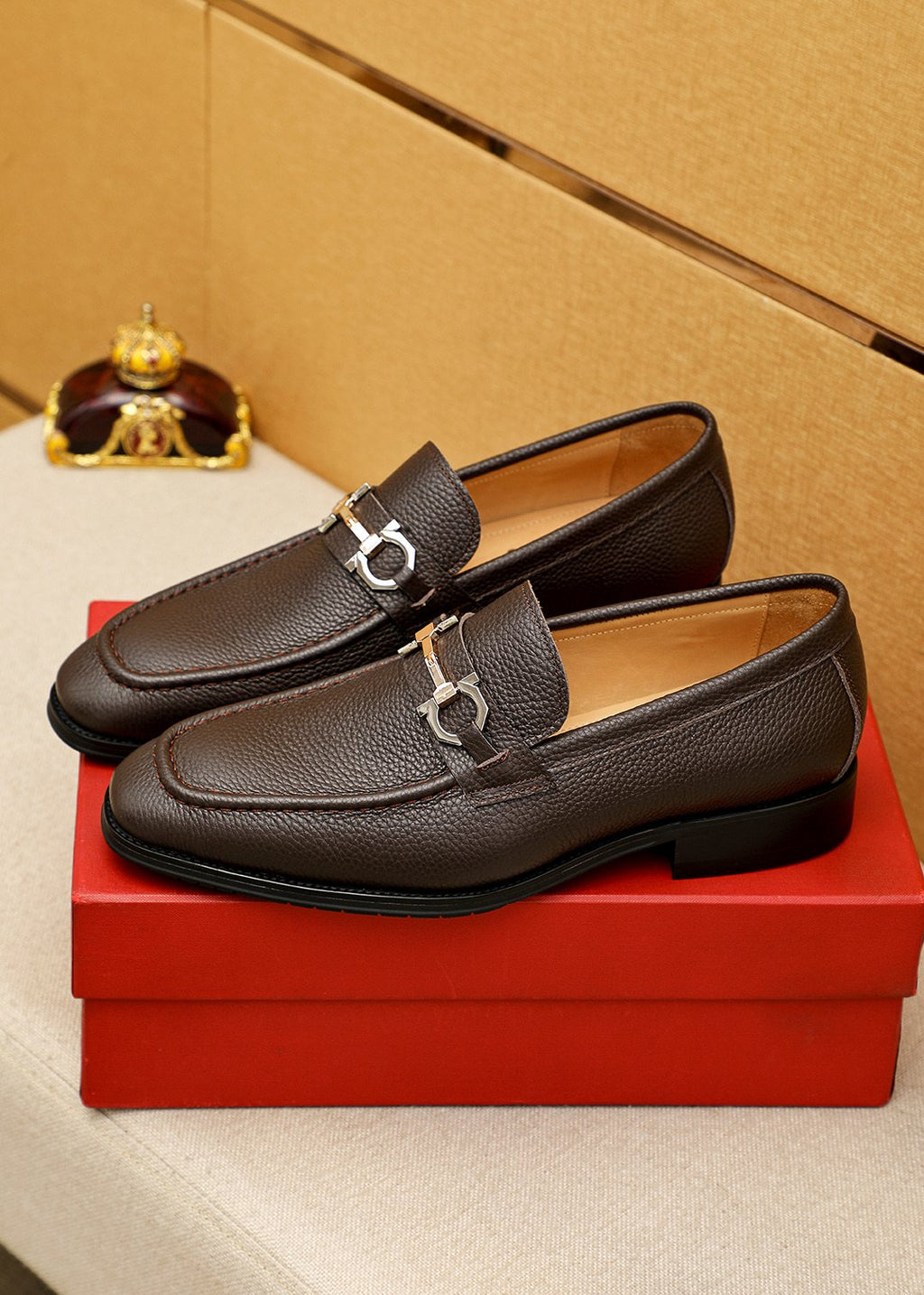 Louis Vuitton Brown Buckle Loafers — front