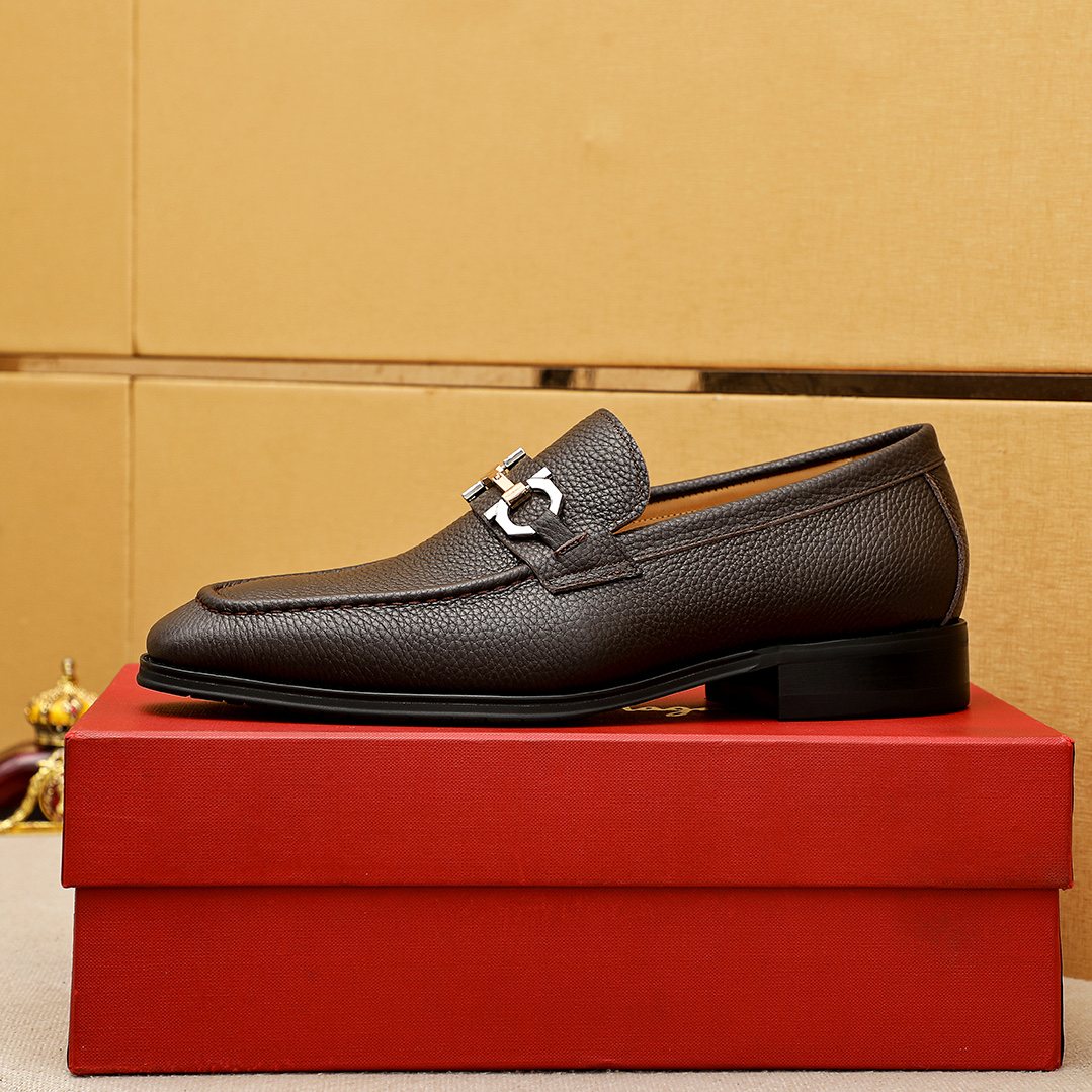 Louis Vuitton Brown Buckle Loafers — side