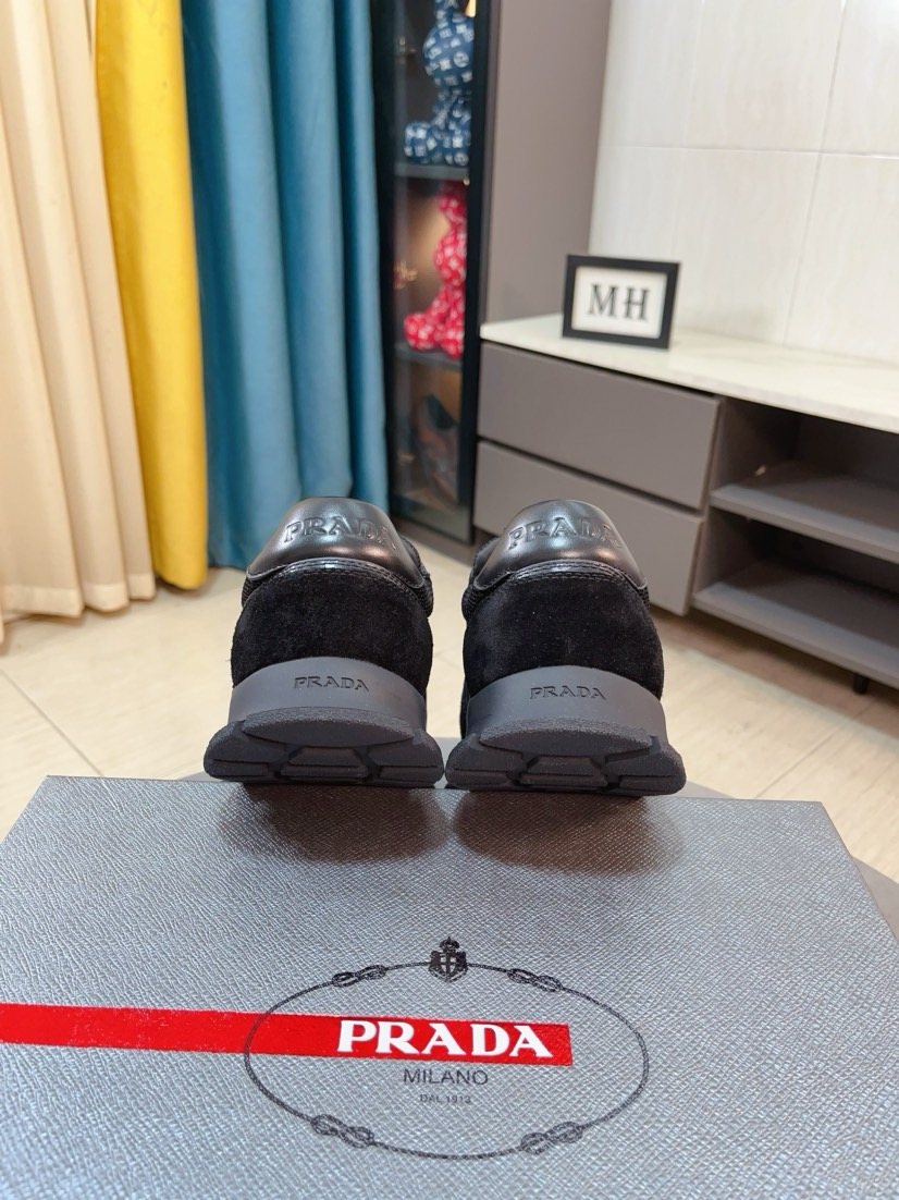 Prada Black and Charcoal Mesh Sneakers — back