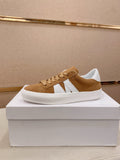 MONCLER Tan and White Stripe Sneakers — hero