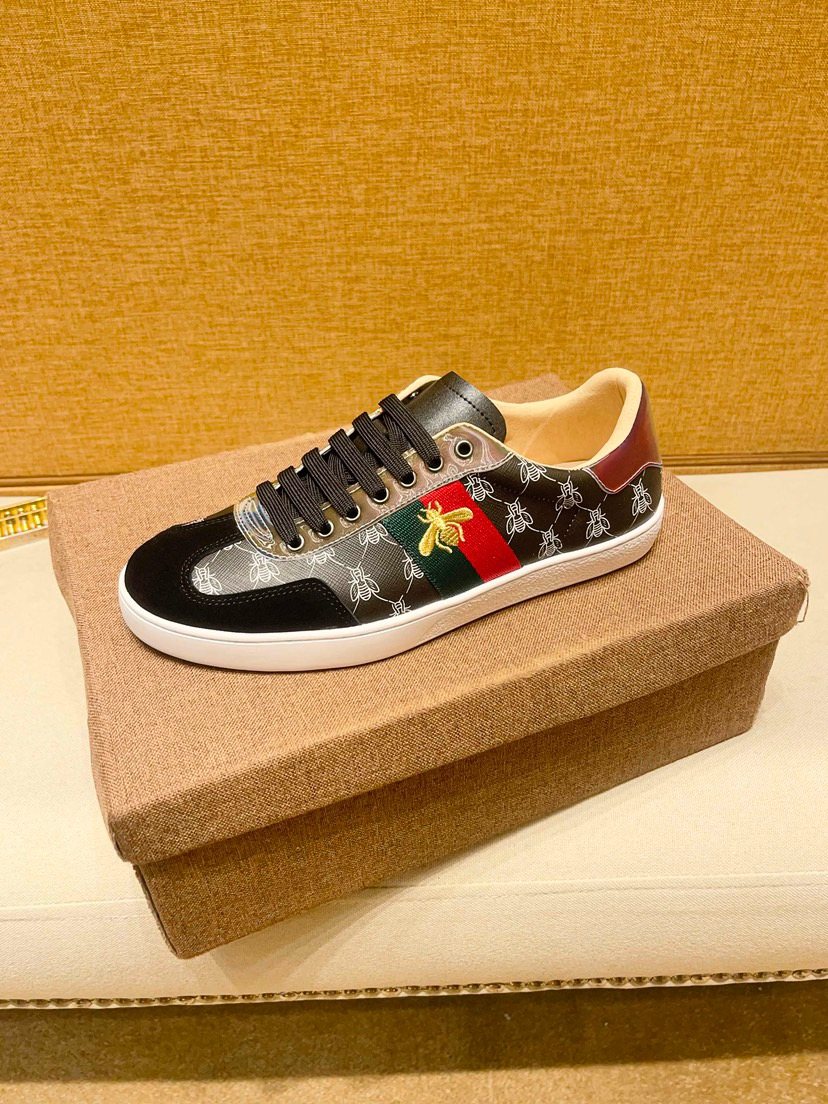 Black Multicolor Pattern Low-Top Sneakers — side