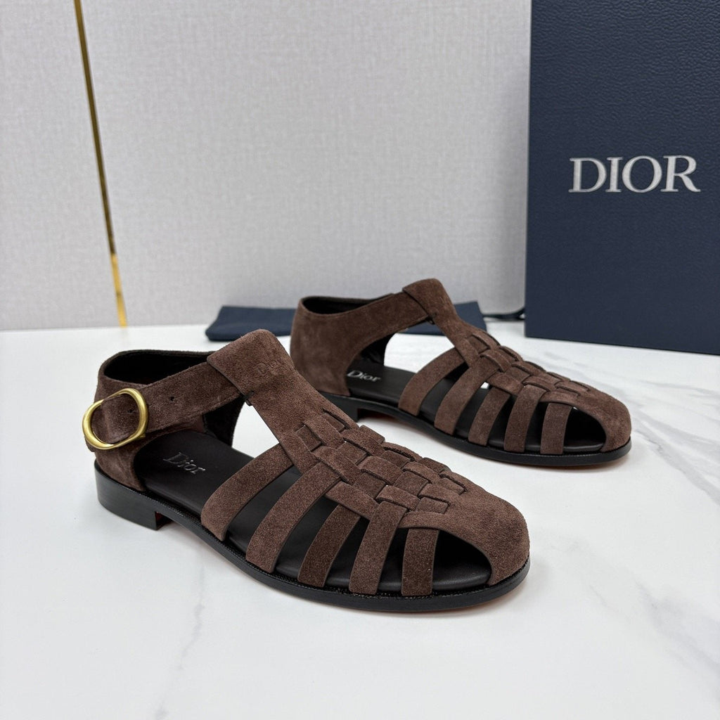 Dior Brown Woven Fisherman Sandals — hero
