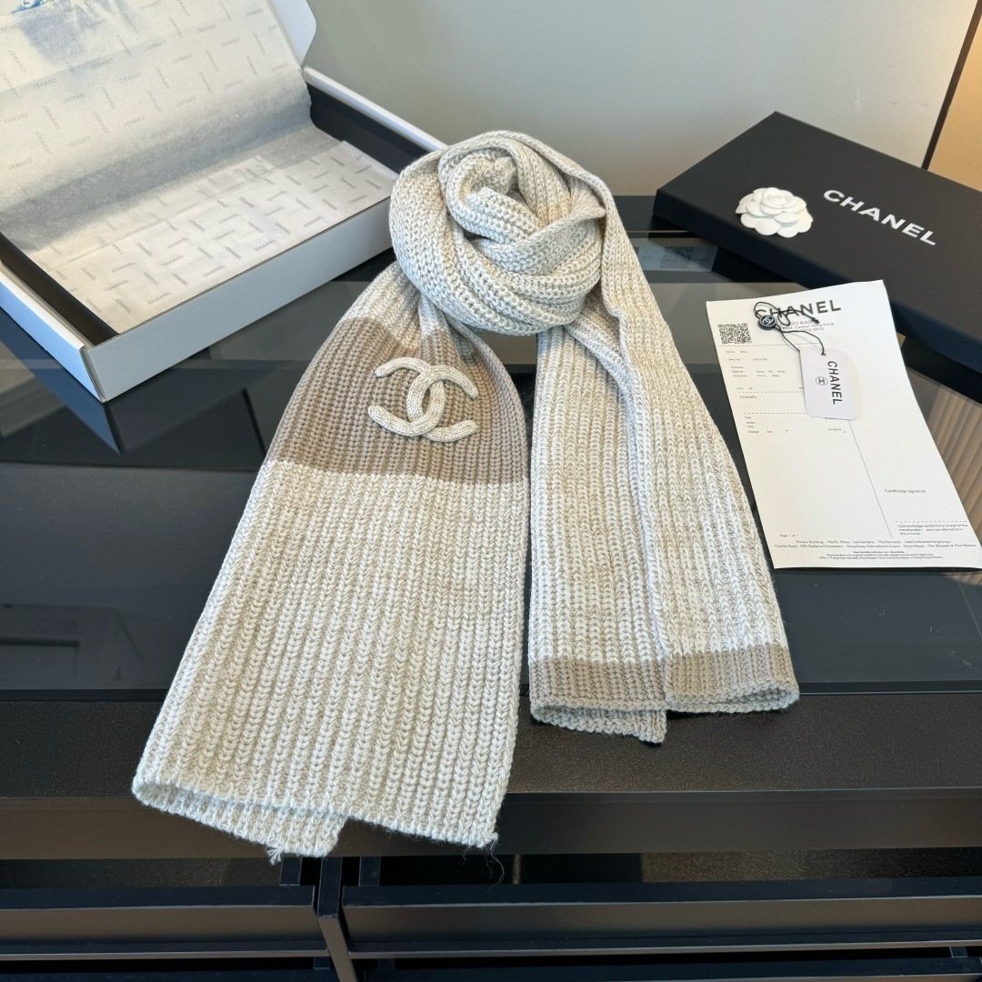 Chanel Two-Tone Knit Scarf — hero