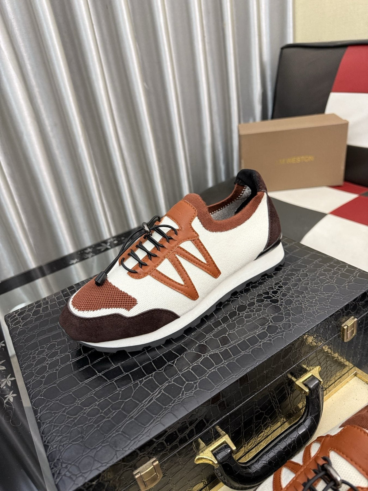 Louis Vuitton Cream Brown Low-Top Sneakers — front