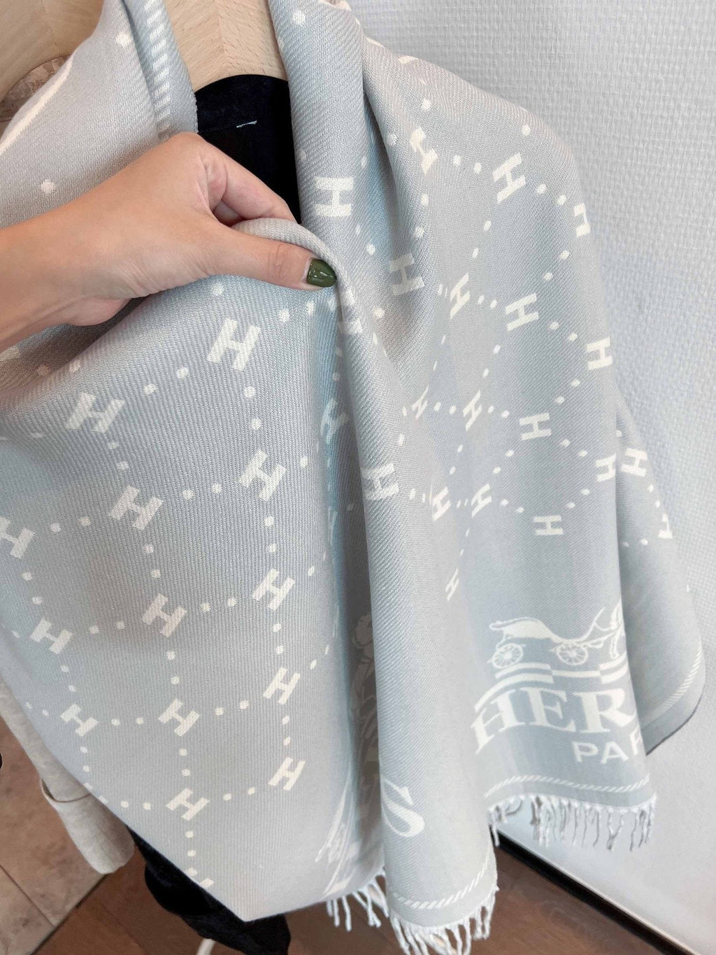 Hermès Fringed Logo Scarf — detail