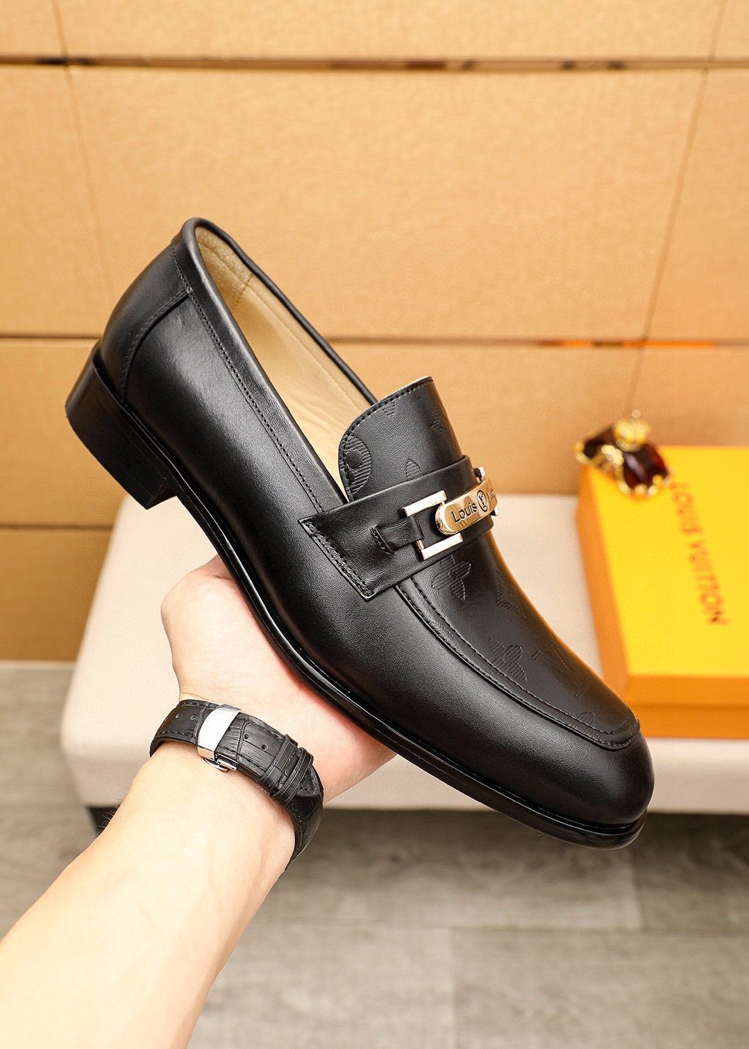 Louis Vuitton Black Bar Loafers — model