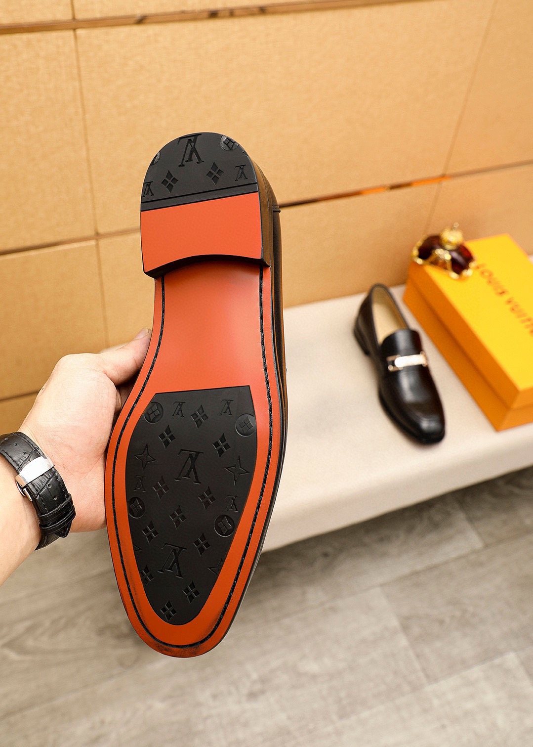 Louis Vuitton Black Bar Loafers — detail