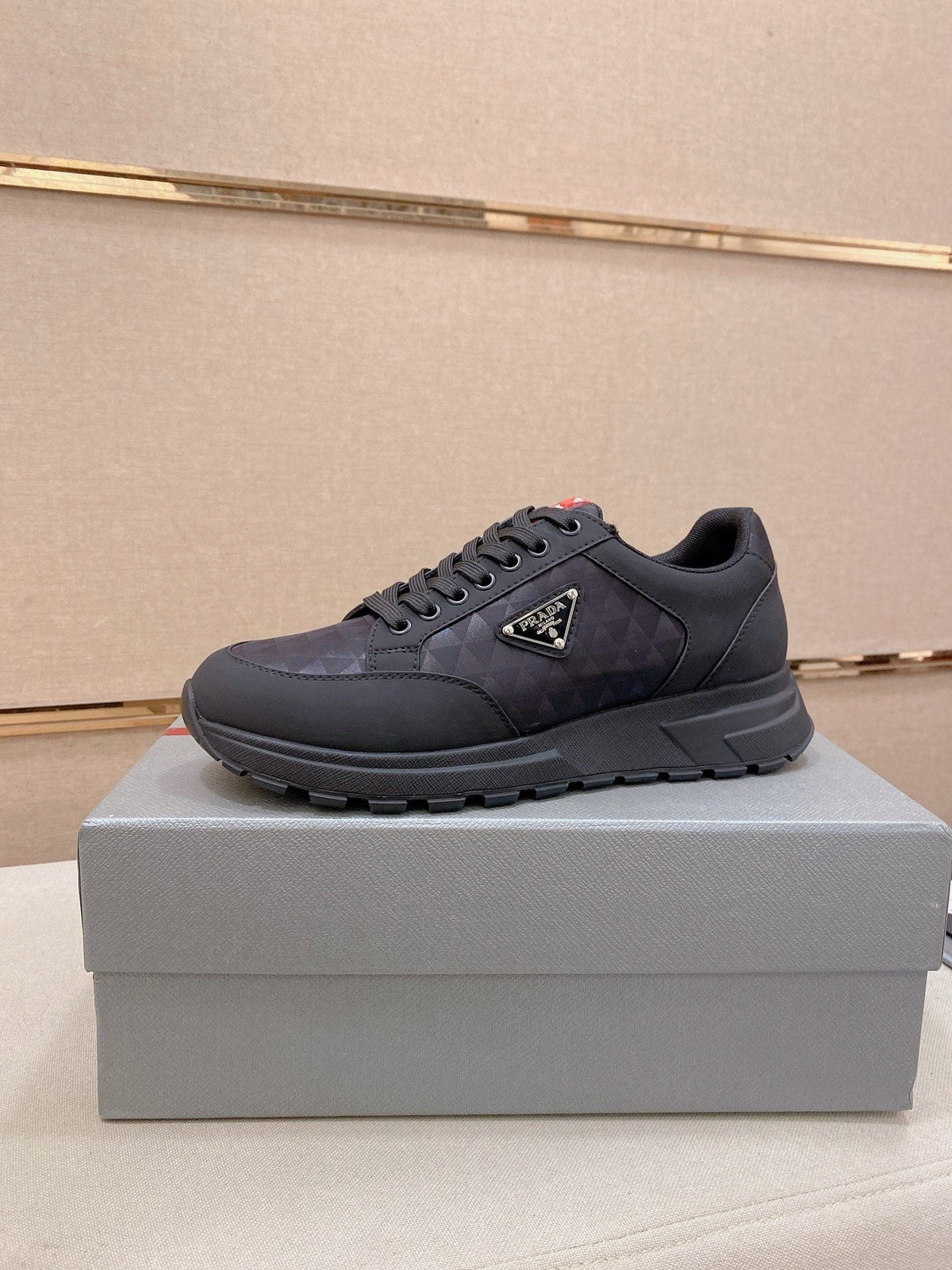 PRADA Black Red-Accent Low-Top Sneakers — hero