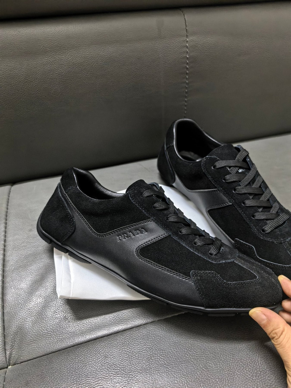 Prada Black Low-Top Sneakers — side