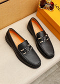 Louis Vuitton Black Pebbled Leather Loafers — hero