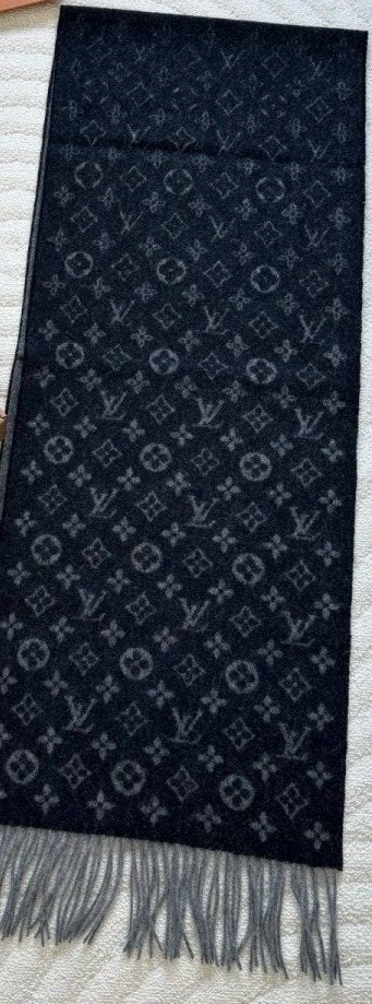 Louis Vuitton Black & Gray Monogram Scarf — hero
