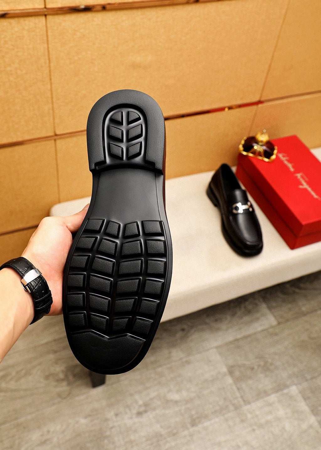 Salvatore Ferragamo Black Hardware Loafers — detail