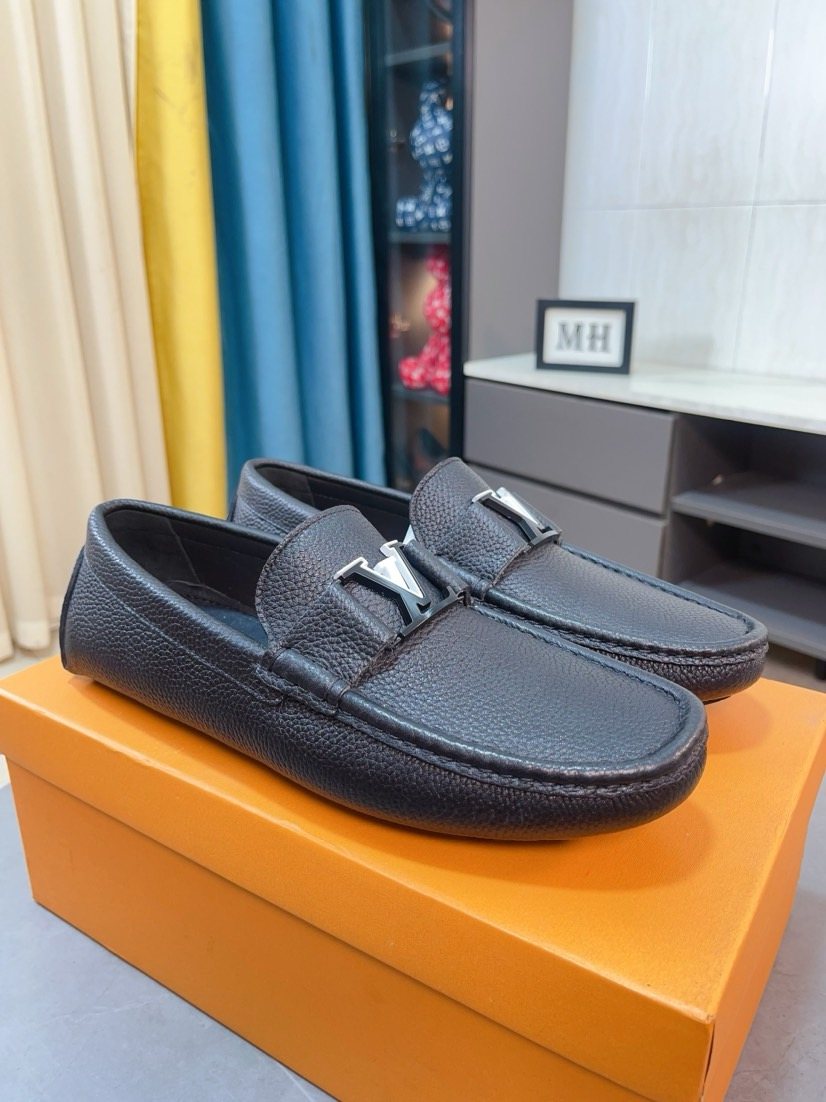 Louis Vuitton Black Textured Loafers — hero