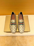 Gucci Beige Tan Monogram Horsebit Loafers — hero
