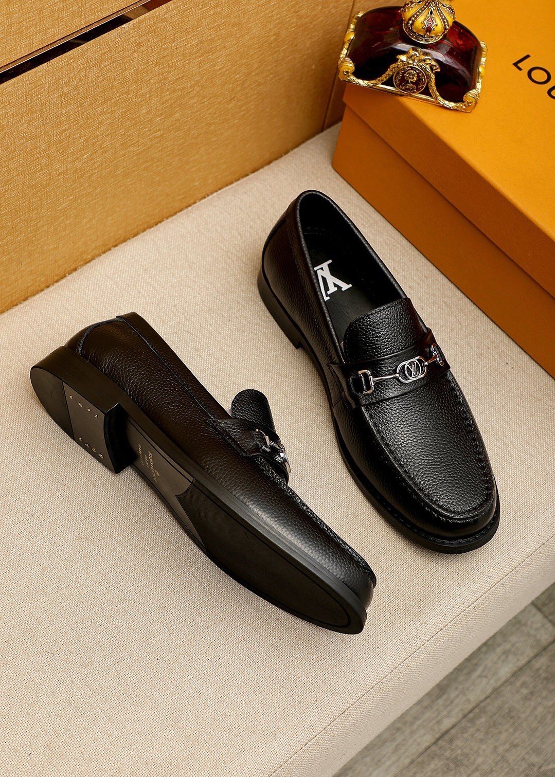 Louis Vuitton Black Hardware Loafers — front