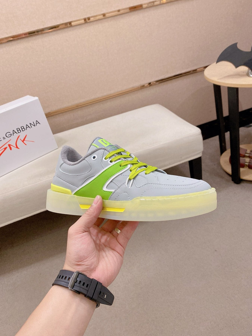 Dolce & Gabbana Neon Accent Low-Top Sneakers — side