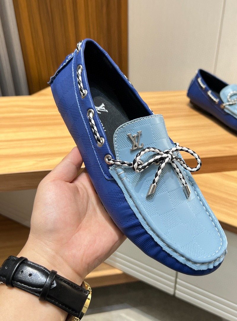 Louis Vuitton Light Blue & Navy Driving Loafers — model
