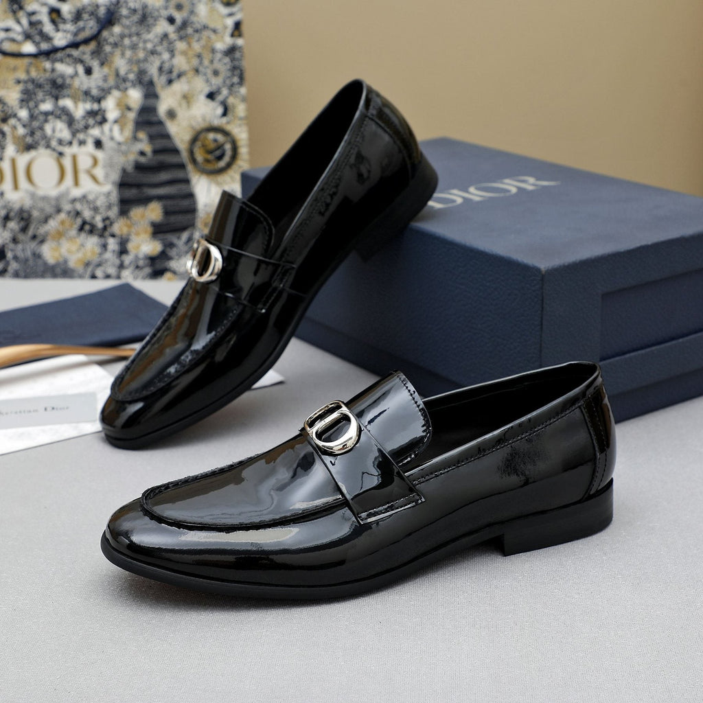 Dior Black Glossy Hardware Loafers — side