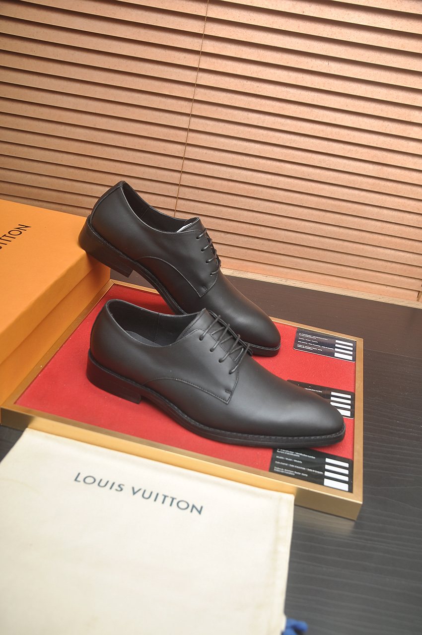 Louis Vuitton Black Monogram Tongue Lace-Up Dress Shoes — side