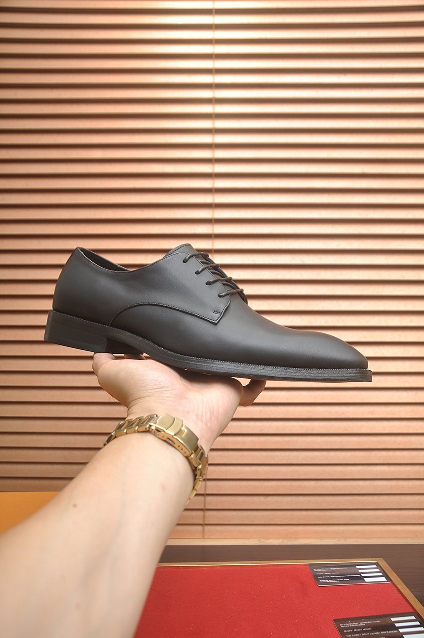 Louis Vuitton Black Monogram Tongue Lace-Up Dress Shoes — side