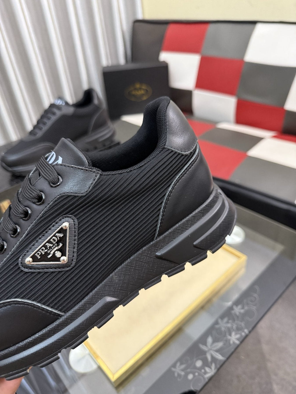 Prada Black Triangle-Detail Sneakers — detail