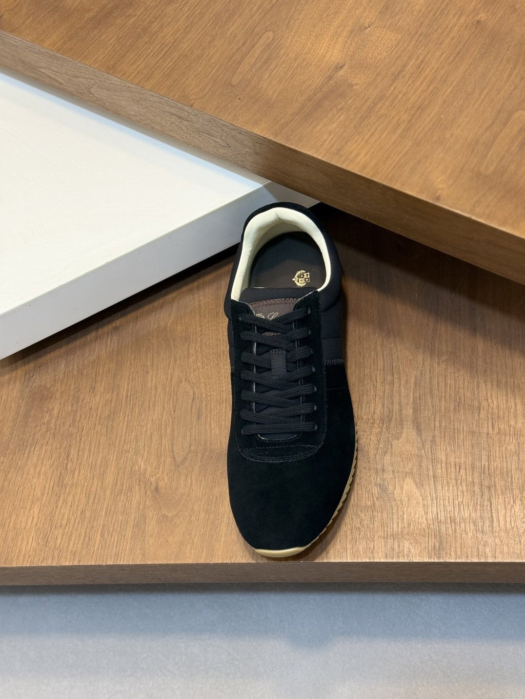 Loro Piana Black Suede Low-Top Sneakers — front