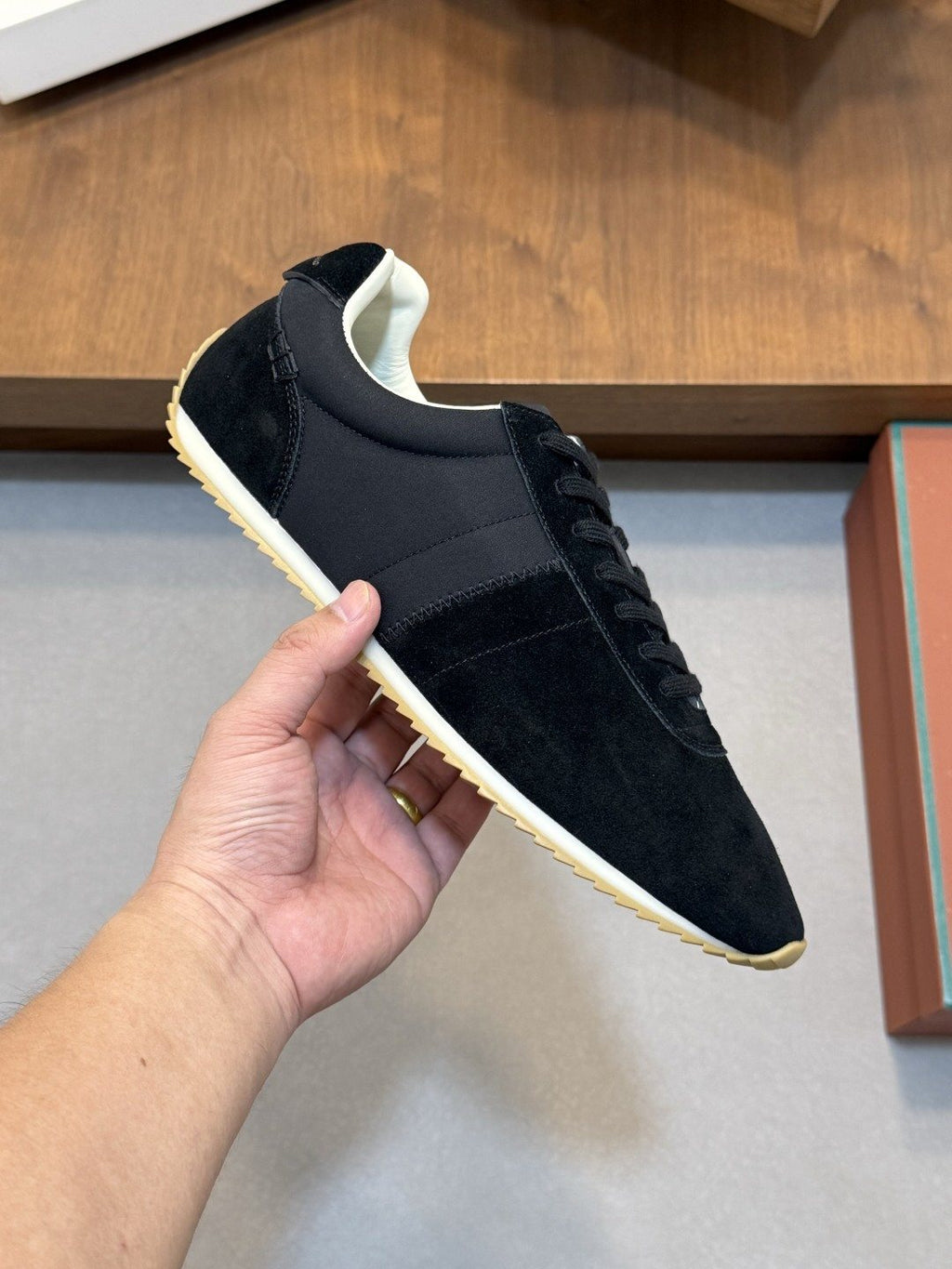 Loro Piana Black Suede Low-Top Sneakers — model