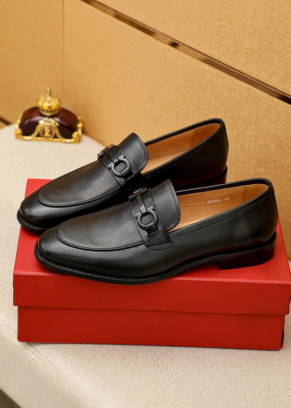 Ferragamo Black Leather Bit Loafers — hero