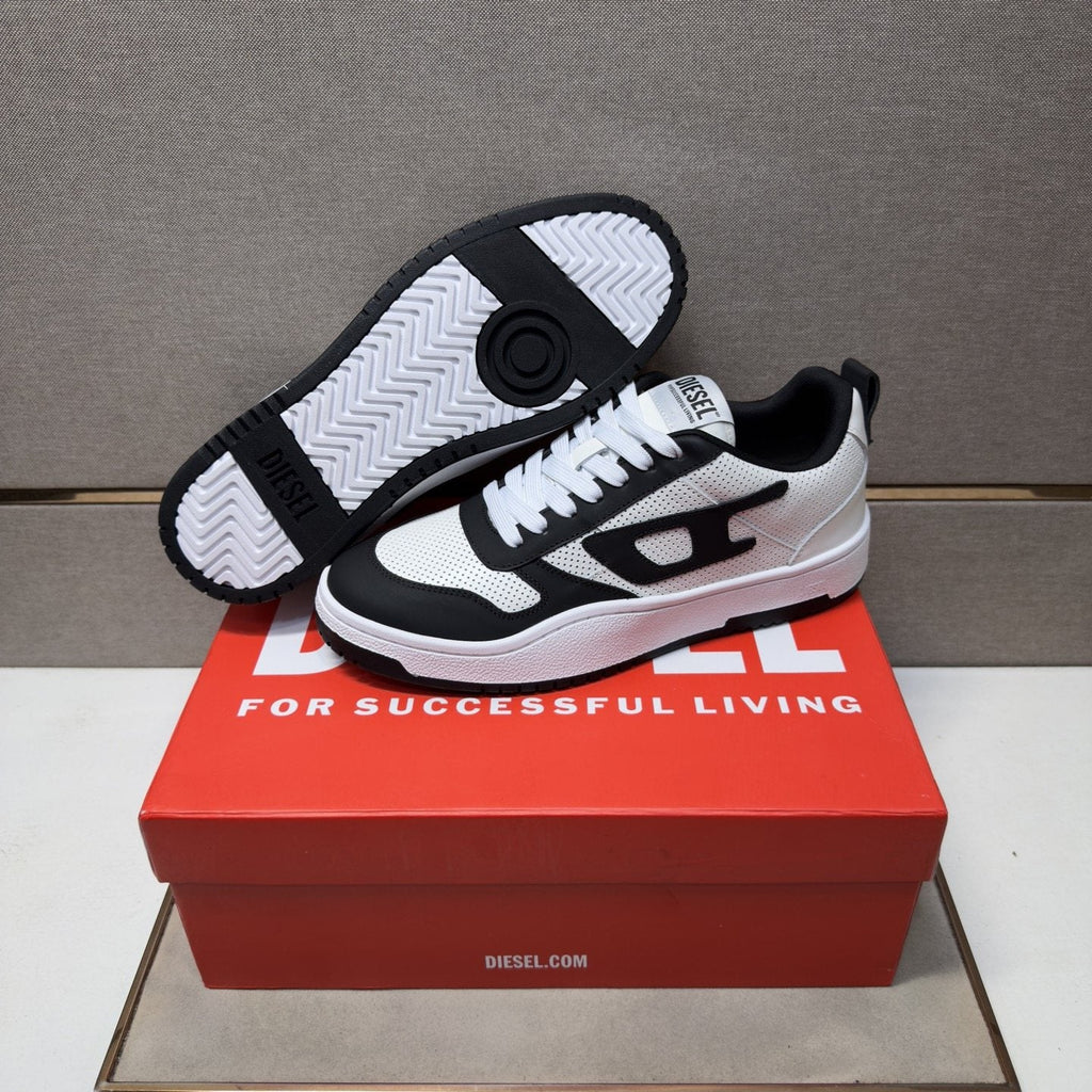 DIESEL Black and White Low-Top Sneakers — detail