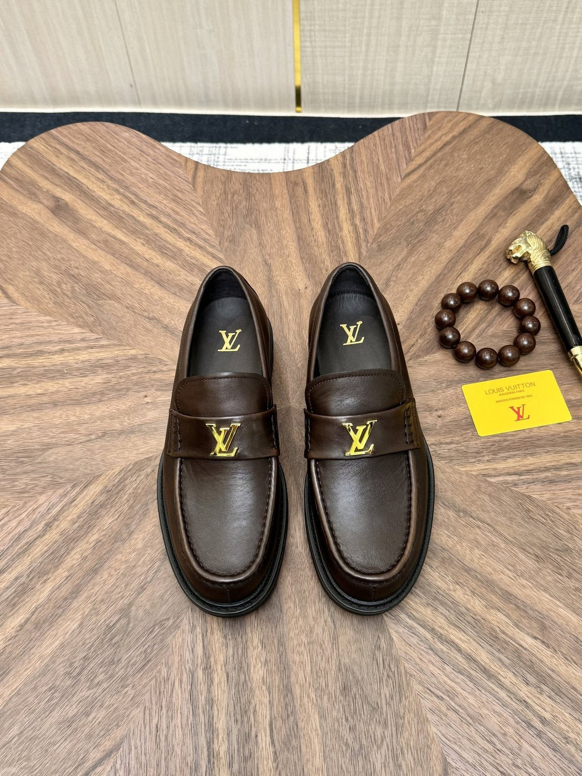 Louis Vuitton Dark Brown Lug Sole Loafers — front