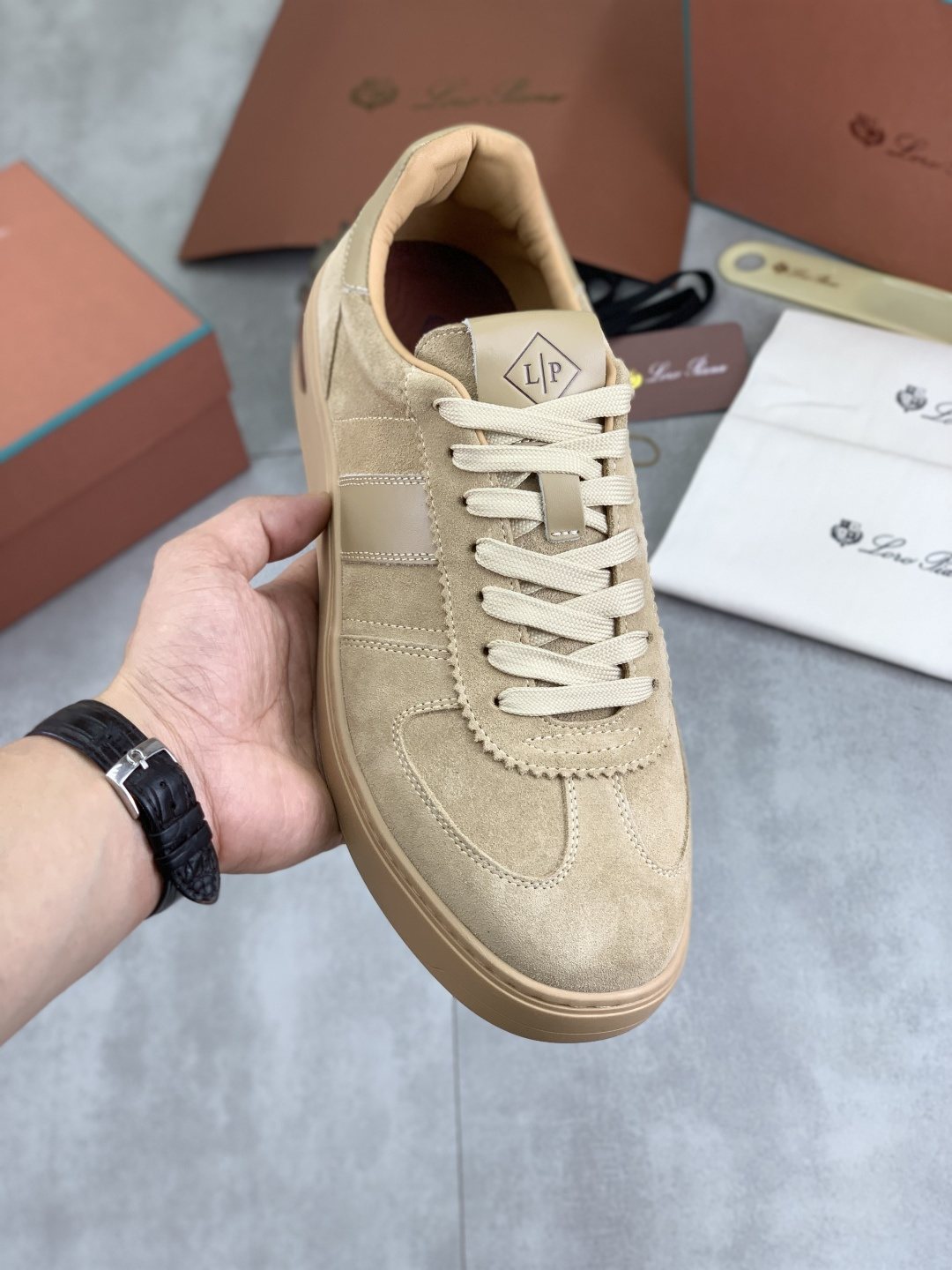 微商相册测试鞋子-Loro Piana Beige Low-Top Sneakers — front