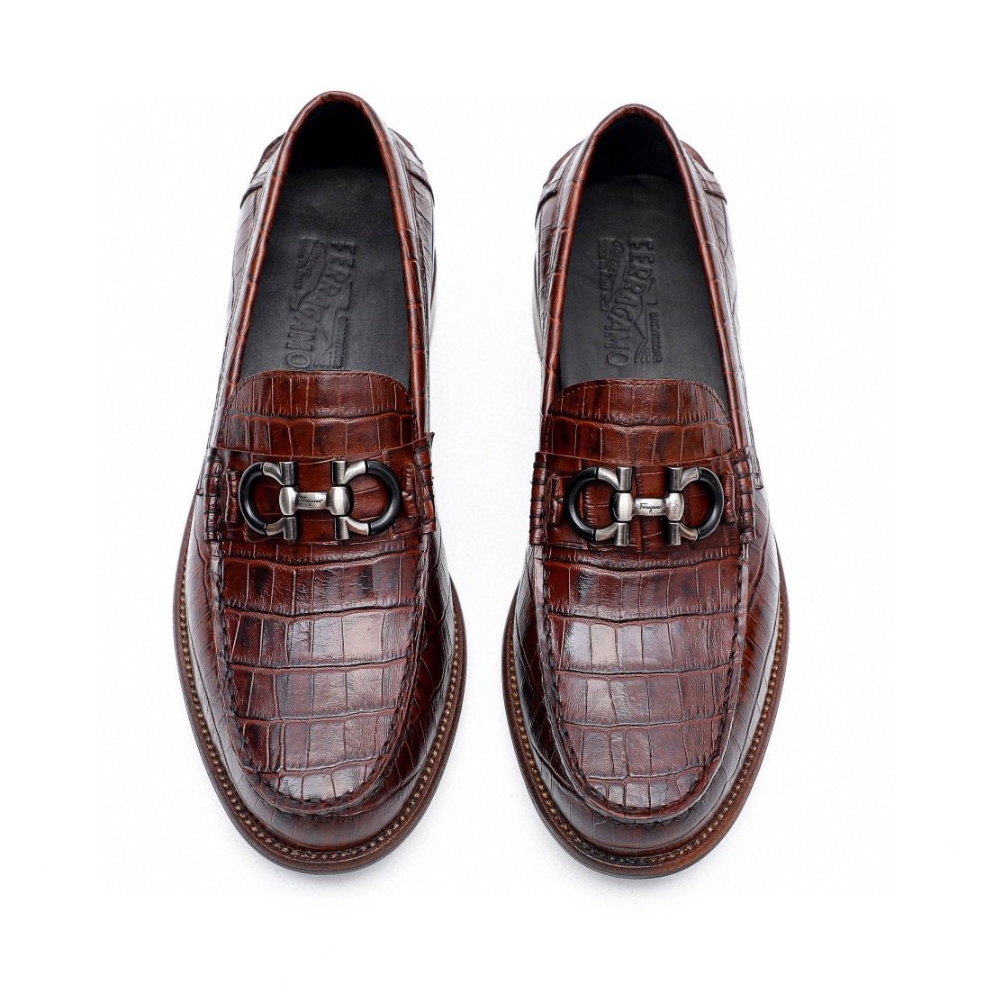Salvatore Ferragamo Dark Brown Bit Loafers — front
