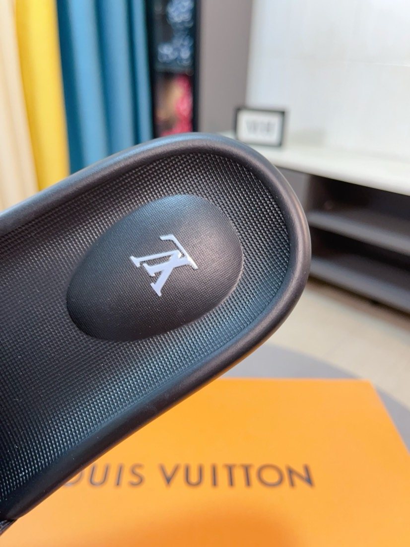 Louis Vuitton Brown Monogram Slide Sandals — detail